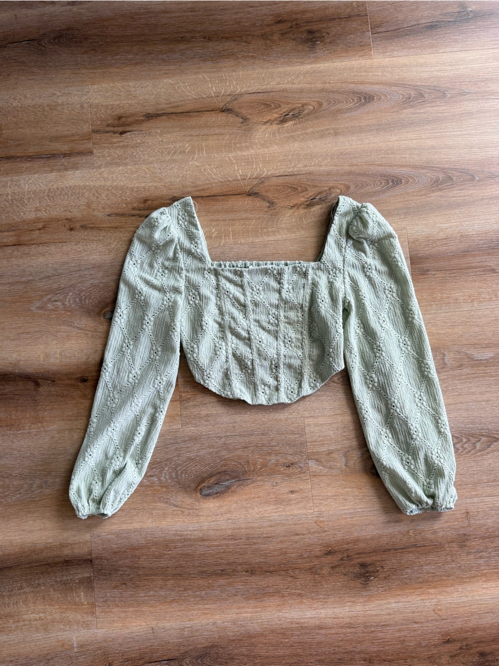 Green structured crop top